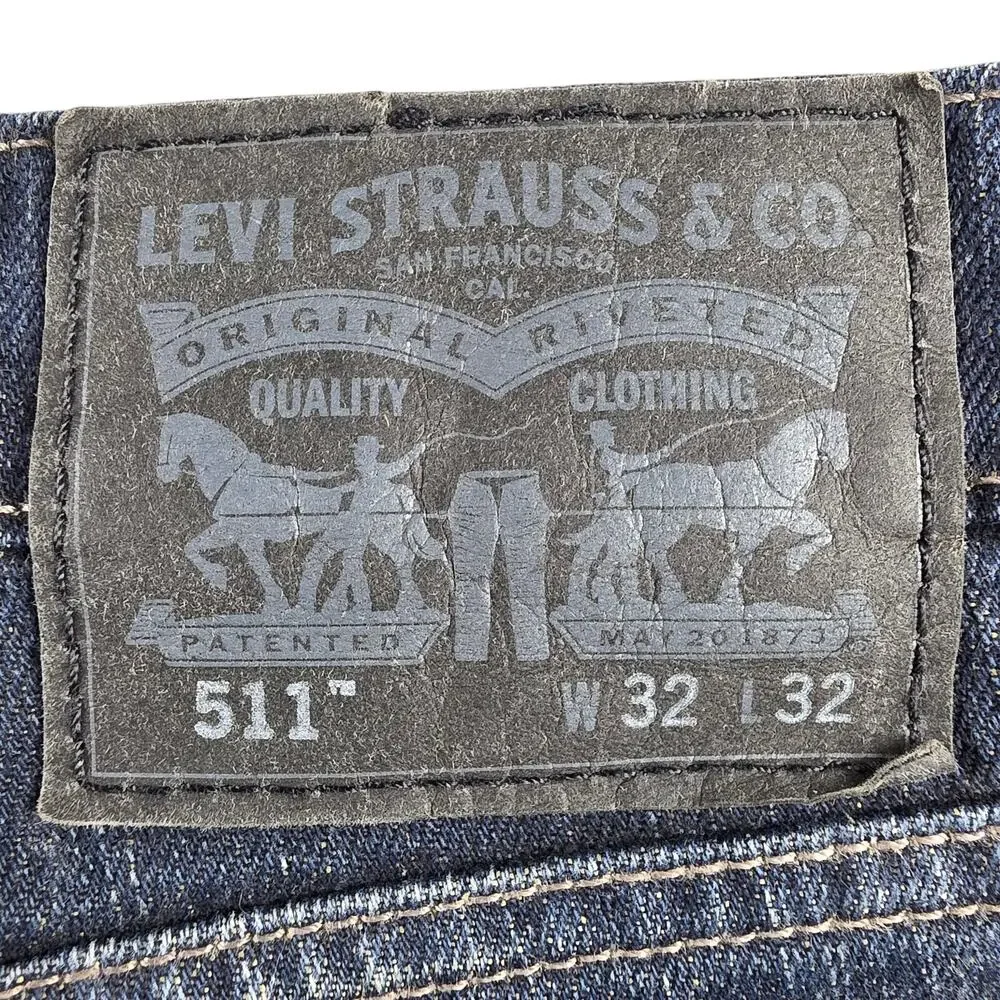Levi's 511 Slim Fit Jeans Mens 32x32 Dark Indigo Off Track Wash Blank Red Tab
